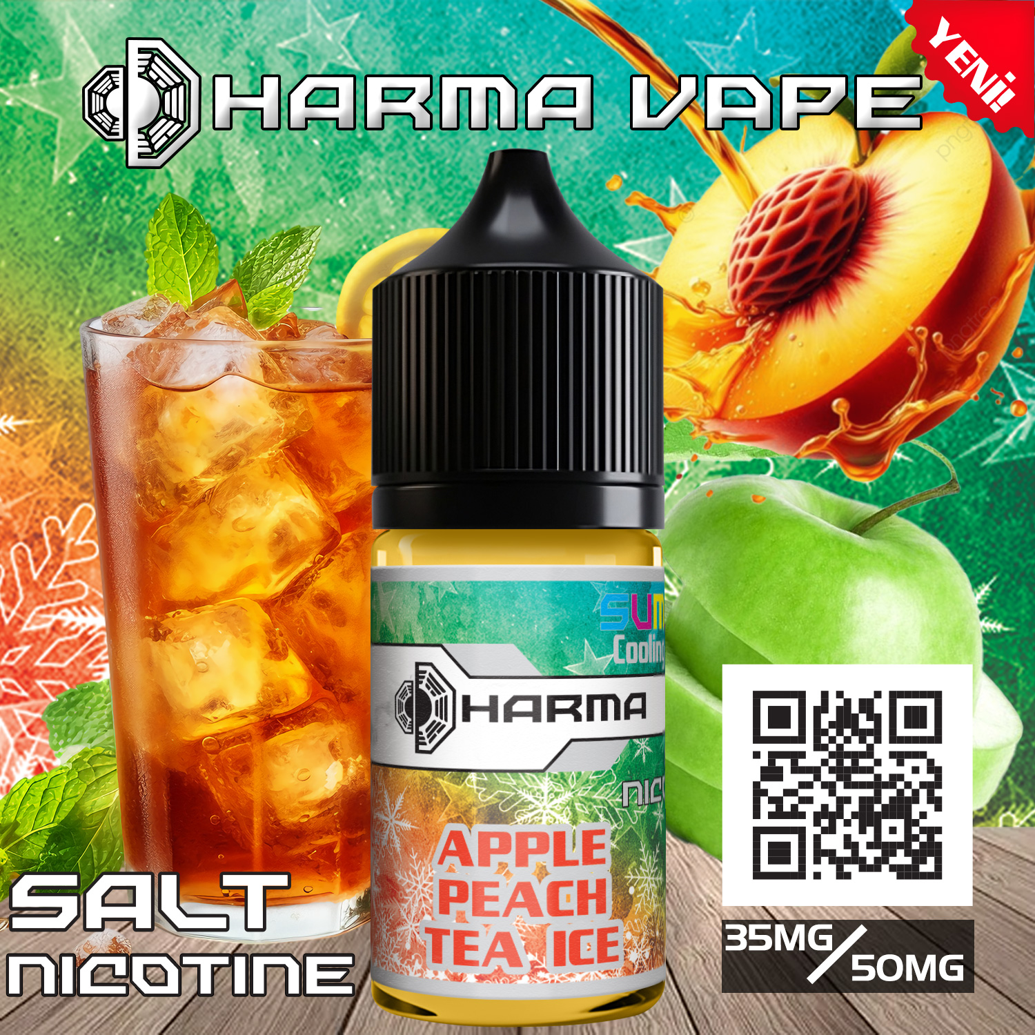 Dharma Apple Peach Tea Ice Salt Likit 30ml