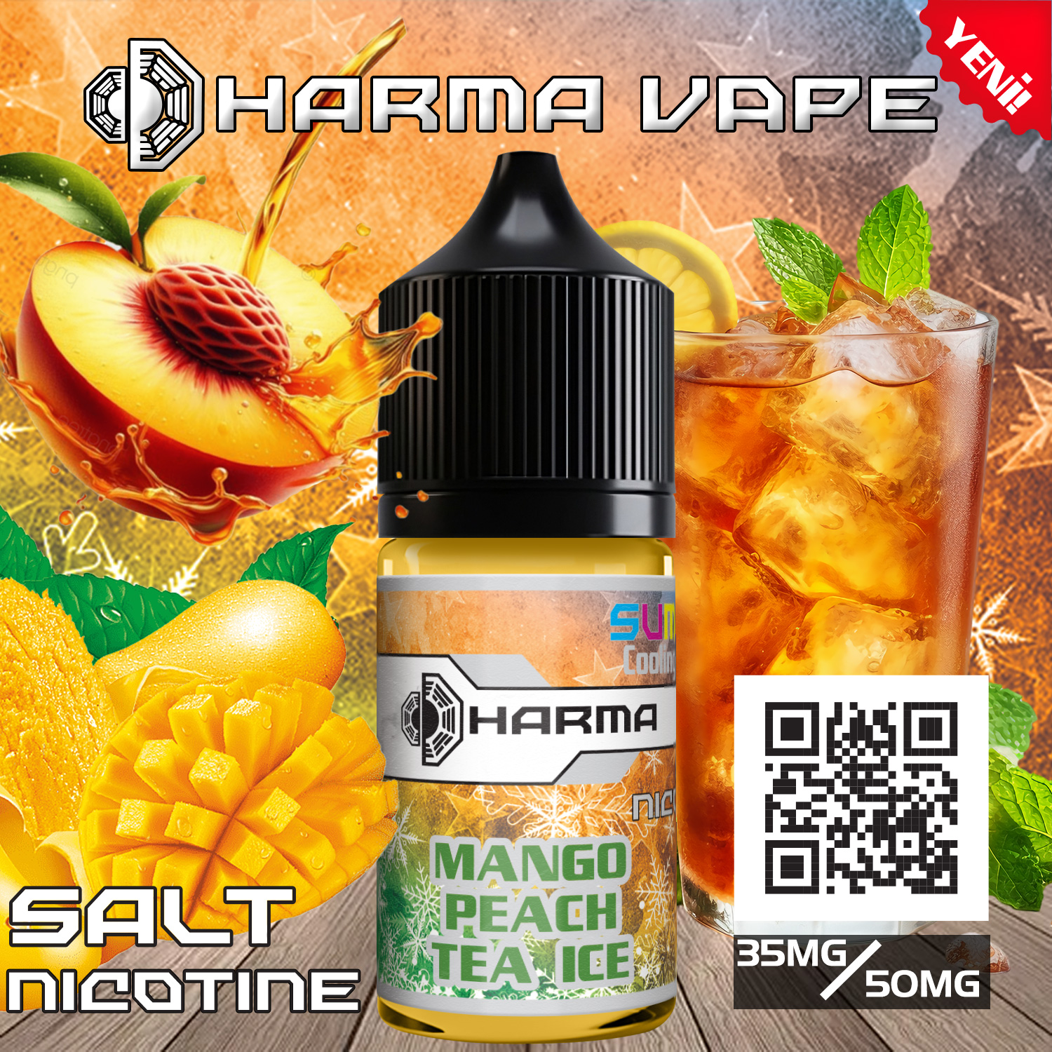 Dharma Mango Peach Tea Ice Salt Likit 30ml